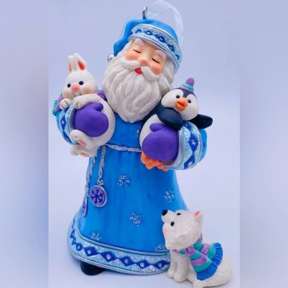 Vintage Woodland Friends Hallmark Keepsake Ornament 2002 Santa Bunny Penguin Dog